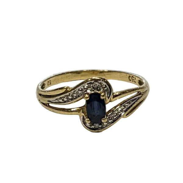 Bague en Or Jaune avec Diamants et saphir 18k