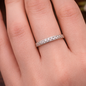 Bague Demi Tour en Or Gris 18K - Taille 50 - 1.79G