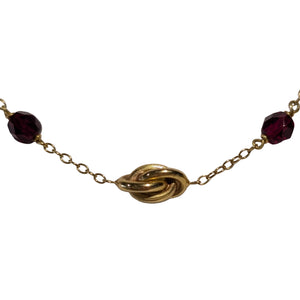 Collier Princesse en Or Jaune 18K avec Pierres Rouges