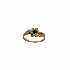 Trilogie Or Jaune 18K - 1.57 G avec Diamants et Rubis