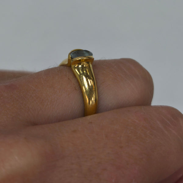 Bague Solitaire Or Jaune 750/1000 et Oxyde de Zirconium