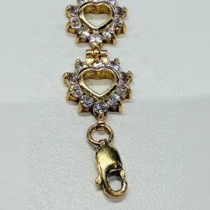 Bracelet Cœur et Zirconium en Or Jaune 18 K