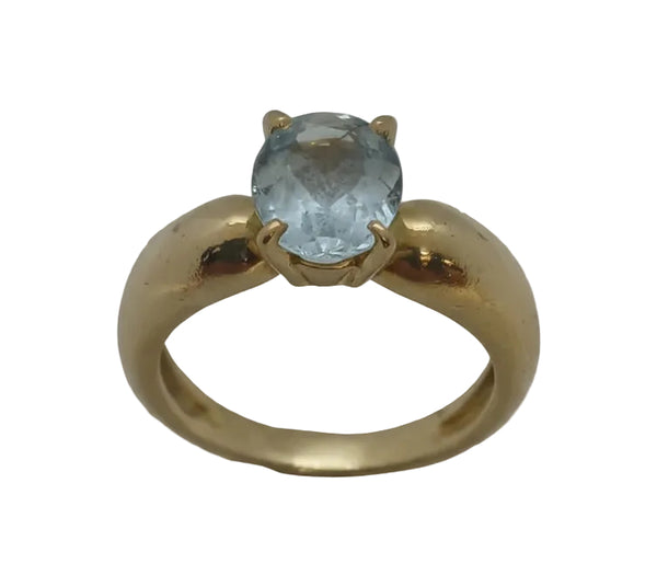 Bague Solitaire Or Jaune 18 K - Taille 56