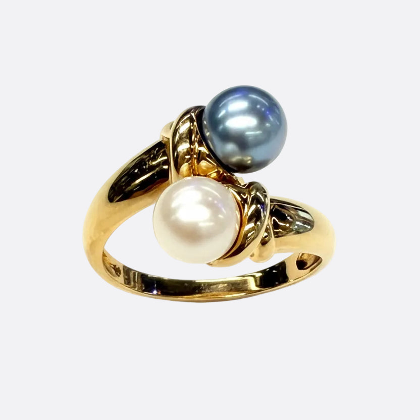 Bague en Or Jaune et Perles d'Eau Douce 18k - Taille 54
