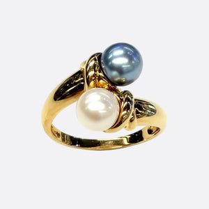 Bague en Or Jaune et Perles d'Eau Douce 18k - 3.96 G