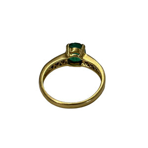 Title: Bague en or jaune avec emeraude et diamants