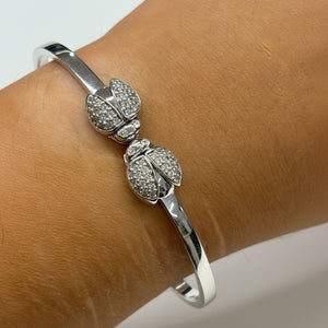 Bracelet Jonc en Or Blanc 18k avec Zirconium