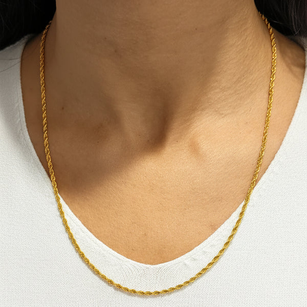 Collier Matinée Or 24 carats, maille Corde