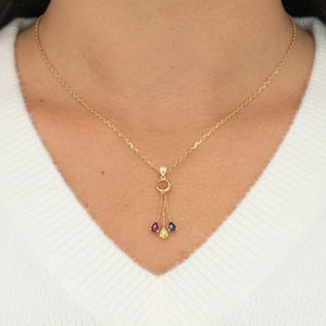 Collier Matinée en Or Jaune avec Pierres Précieuses