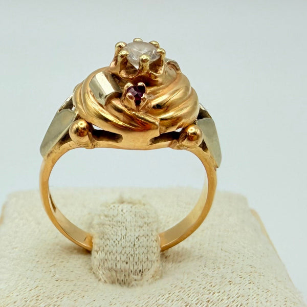 Bague Empierrée Or Jaune 750/1000 avec Oxyde de Zirconium