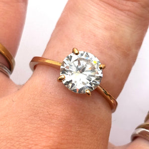 Bague solitaire en or jaune 18k - Taille 55