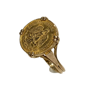 Bague en Or Jaune avec Pièce Dos Pesos 18K