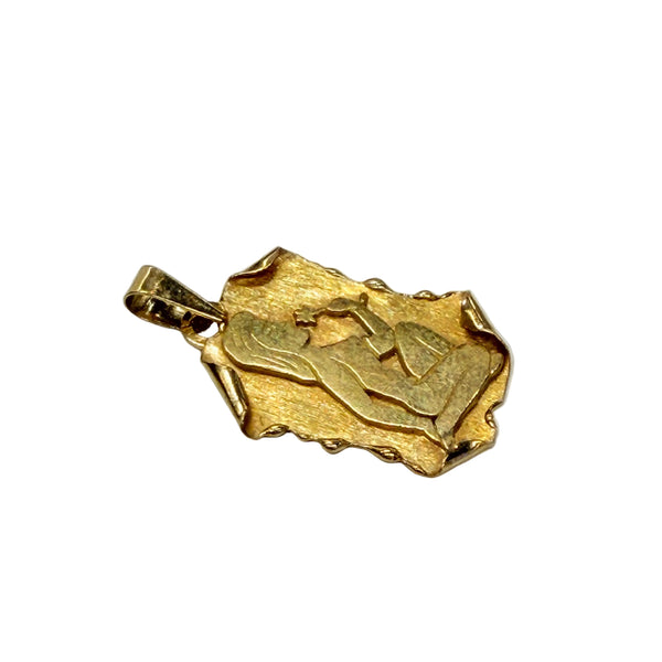 Pendentif Médaillon Or Jaune 18k Femme Fleur