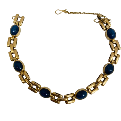 Bracelet Maillon en Or Jaune 18 K avec 6 Saphirs Étoiles - 26.24 Grs