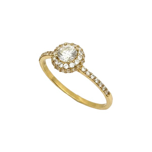 Solitaire en Or Jaune 18k et Oxyde de Zirconium