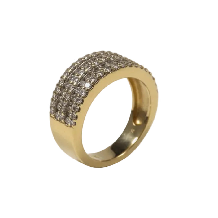 Bague Demi Tour en Or Jaune et Diamants 18K - 5.06G - Taille 59