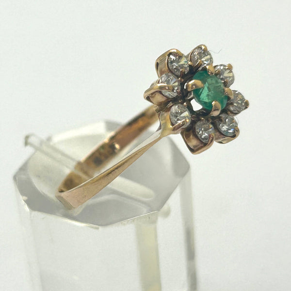 Jolie Bague Marguerite Émeraude Oxydes