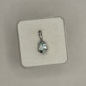 Pendentif Médaille Aigue Marine en Or Gris 18 Carats