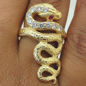 Bague Serpent Or Jaune 18K - Taille 56 - 6.78gr