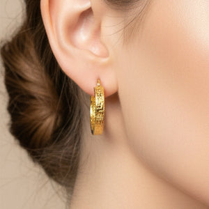 Boucles d'oreilles créoles grecques en Or Jaune 18K - 1.54Grs