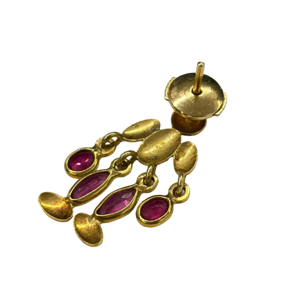 Boucles d'oreilles Pendantes avec Tourmaline en Or Jaune 18k