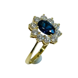 Bague Marguerite Or Jaune avec pierres précieuses 18K - 2.31Grs - T59