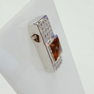 Pendentif Or Blanc avec Diamants et Citrine 18k