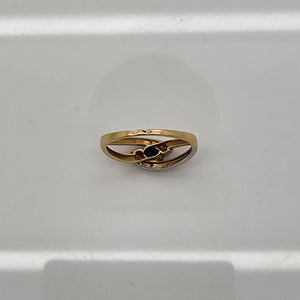 Bague Demi Tour Or Jaune 18K avec Saphir - T52 - 2.22gr