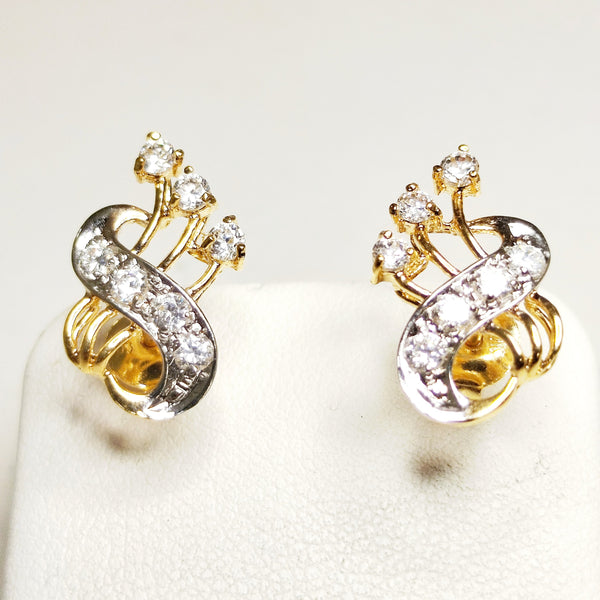 Boucles d'oreilles en or jaune et blanc 22K - 3.33 Grs