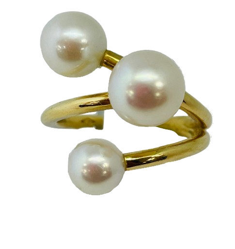 Bagues perles en or jaune 18 carats, taille 52