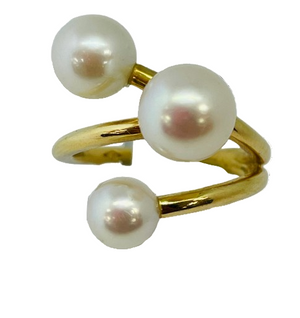 Bagues perles en or jaune 18 carats, taille 52