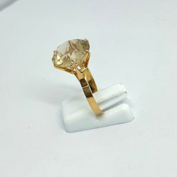 Bague Topaze Or Jaune 18 K - Taille 58 - 3.79 G