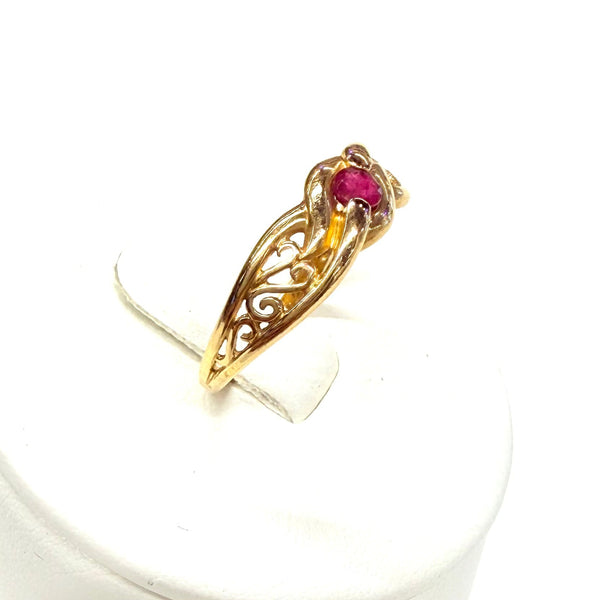 Bague Or Jaune 18k avec Rubis - taille 54