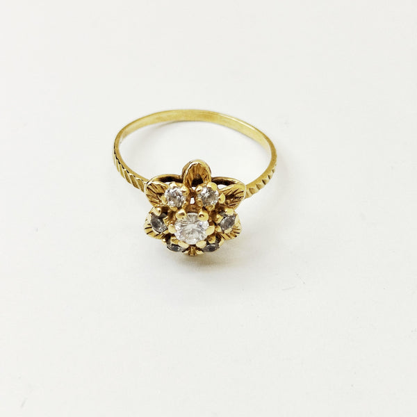 Bague Fleur en Or Jaune 18 Carats 2.39 Grs - Taille 51