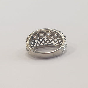 Bague Ancienne en Or Gris avec Diamants 18 K - T 57