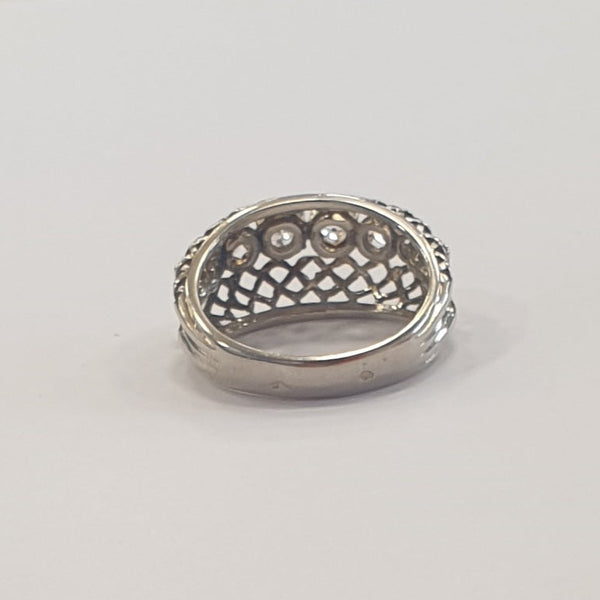 Bague Ancienne en Or Gris avec Diamants 18 K - T 57