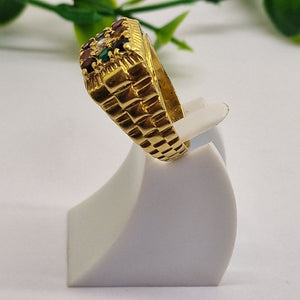 Bague Chevalière en OR Jaune 9 Planète 18 K avec Oxyde de Zirconium - T 61