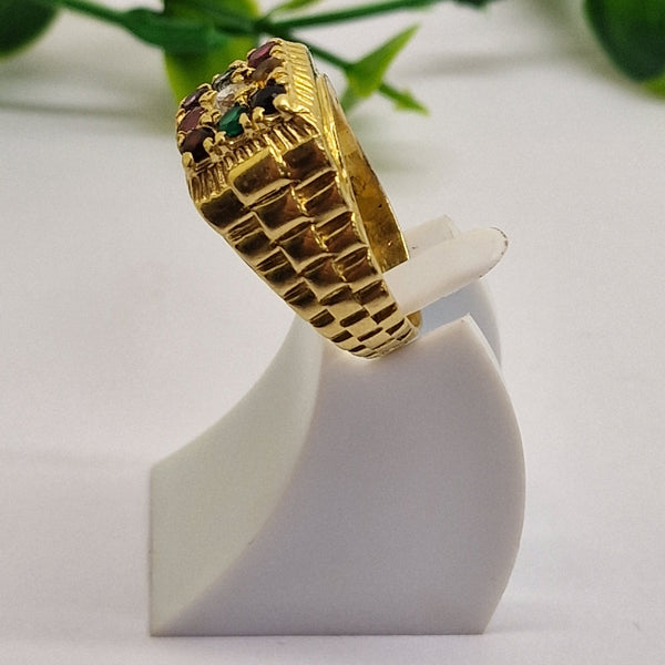 Bague Chevalière en OR Jaune 9 Planète 18 K avec Oxyde de Zirconium - T 61