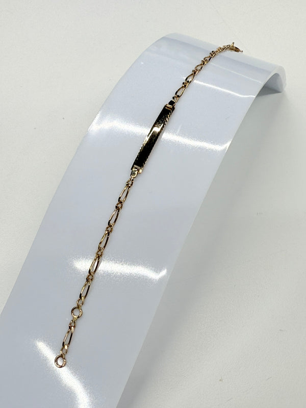 Bracelet Identité Enfant Or Jaune 18k - Gourmette Figaro