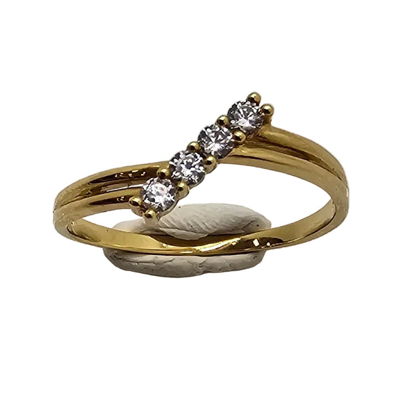 Bague en Or Jaune 18k et Oxyde de Zirconium - T52 - 1.5gr