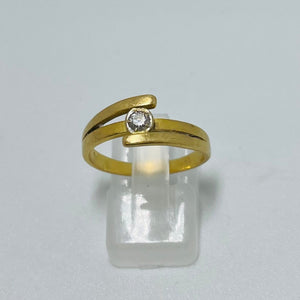 Bague Solitaire Jonc en Or 18 K - Taille 56 - 3.55 G