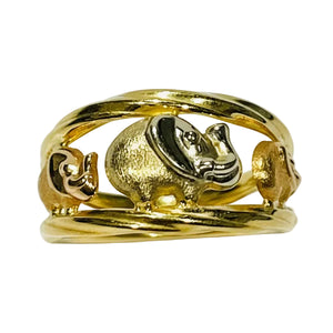 Bagues Éléphants en 3 Ors 18K