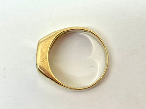 Bague Chevalière Or Jaune 18K avec Diamants et Péridot - T57 - 8gr