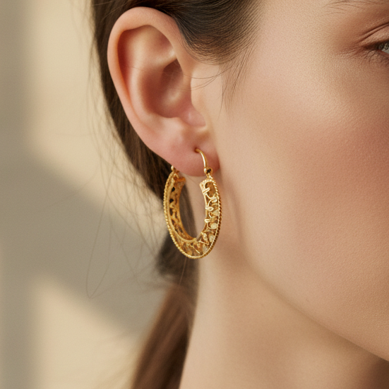 Boucles d'oreilles Or Jaune Créoles 18K