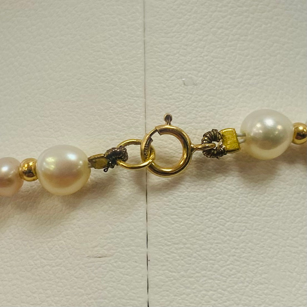Collier Ras du Cou en Or Jaune 18K avec Perles