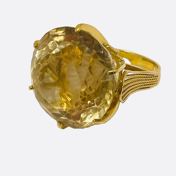 Solitaire en Or jaune 18K citrine - Taille 52 - 10G