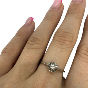 Solitaire en Or Blanc avec Diamant 18K - T 54