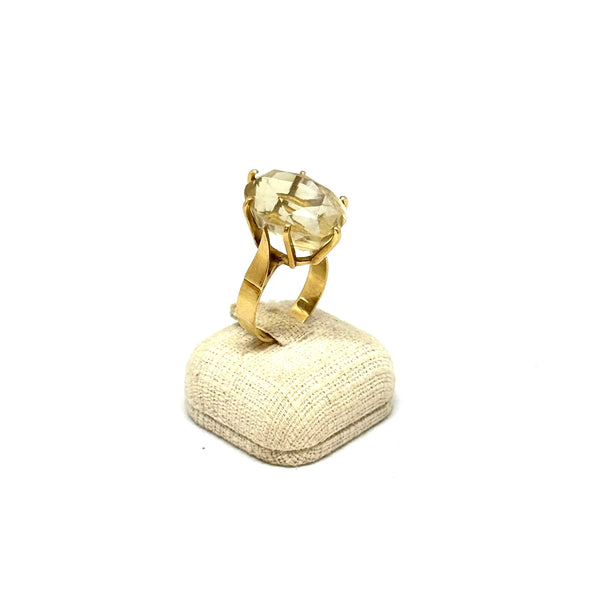 Solitaire en Or Jaune 18 K avec Oxyde de Zirconium - Taille 57