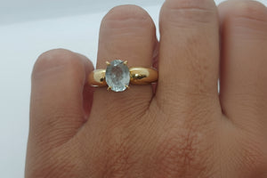 Bague Solitaire Or Jaune 18 K - Taille 56