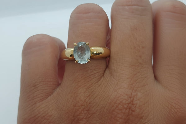 Bague Solitaire Or Jaune 18 K - Taille 56